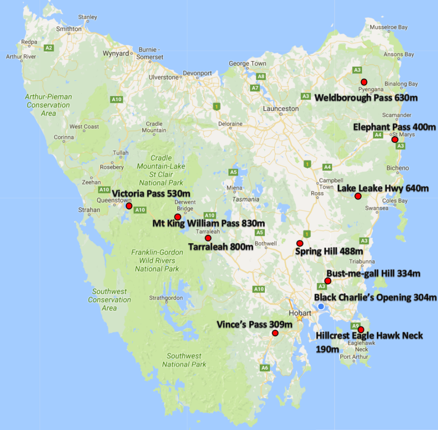 Tasmanian Road heights | Tas Uni Dive Club